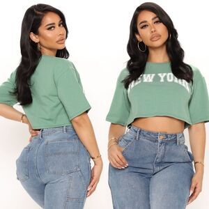 A New York Minute Crop Top - Sage